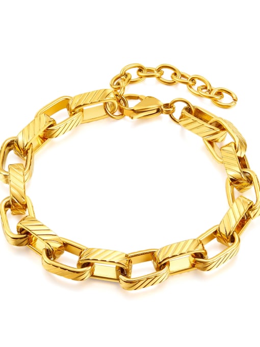 1385 Steel Bracelet Gold Titanium Steel Geometric Hip Hop Link Bracelet