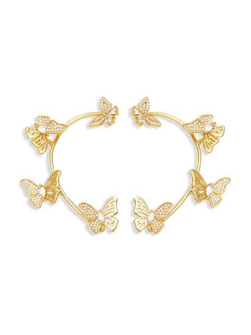 Picture color Brass Cubic Zirconia Butterfly Statement Hook Earring