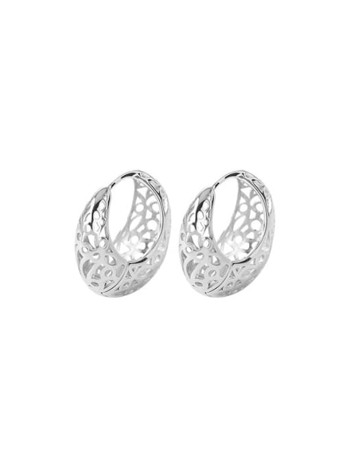 BeiFei Minimalism Silver 925 Sterling Silver Hollow Irregular Trend Huggie Earring 0