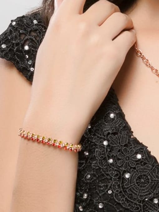 BLING SU Copper Cubic Zirconia Multi Color Heart Luxury Bracelet 1