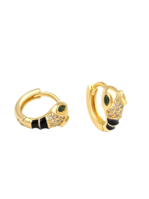 black Brass Cubic Zirconia Snake Vintage Huggie Earring
