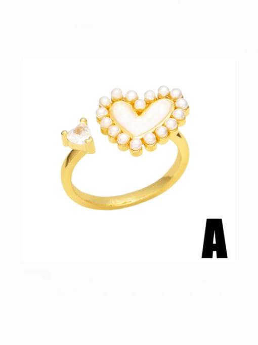A Brass Cubic Zirconia Heart Vintage Stackable Ring