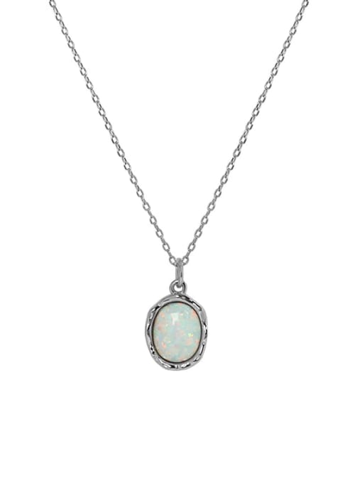 DAKA 925 Sterling Silver Opal Geometric Vintage Necklace 3