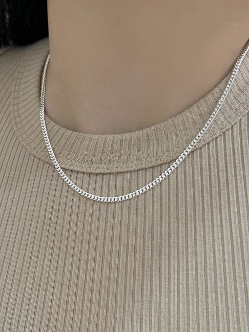 Boomer Cat 925 Sterling Silver  Minimalist  Side Chain  Necklace 0