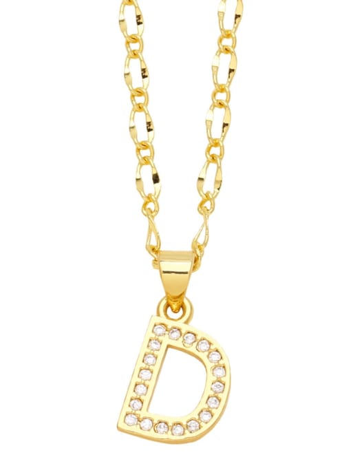 CC Brass Cubic Zirconia Letter Hip Hop Necklace 4