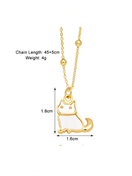 kitten Brass Enamel Bear Minimalist Necklace