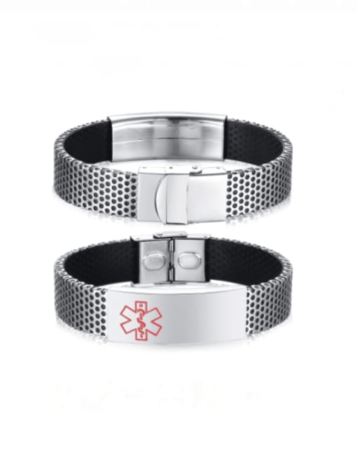 CONG Stainless steel Leather Geometric Hip Hop Bracelet 1