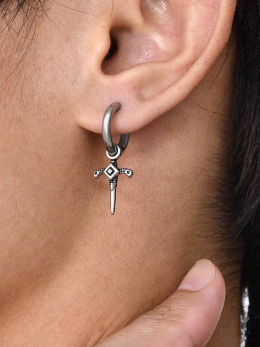 CONG Stainless steel Cross Hip Hop Single Earring( Single-Only One) 1