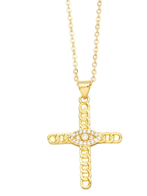 CC Brass Cubic Zirconia Cross Vintage Regligious Necklace 4