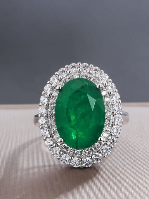 Emerald Ring Copper Cubic Zirconia Oval Luxury Statement Ring