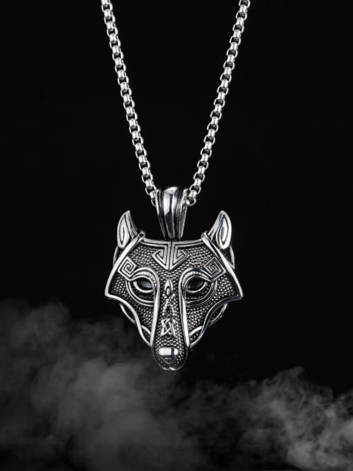 Open Sky Titanium Steel Hip Hop Wolf Hand Pendant Necklace 1