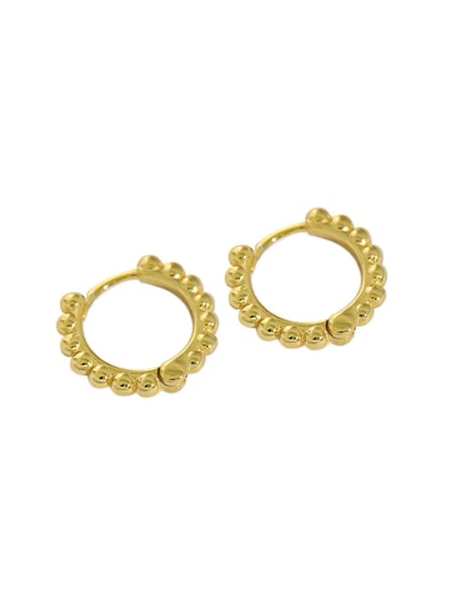 golden 925 Sterling Silver Bead Geometric Vintage Huggie Earring