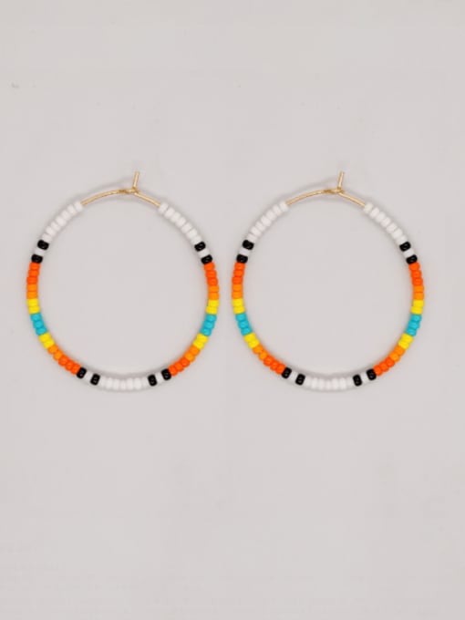 MI E220006C Multi Color Miyuki Millet Bead  Geometric Bohemia  Handmade Beaded Hoop Earring