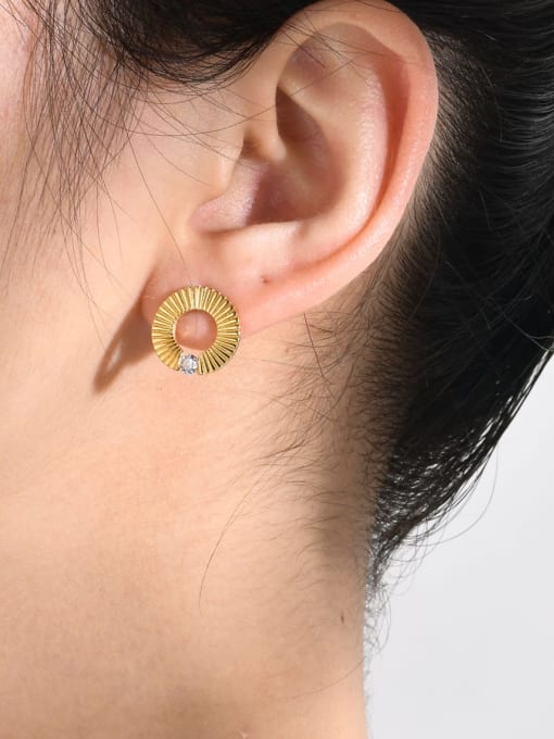 CONG Stainless steel Rhinestone Geometric Minimalist Stud Earring 1