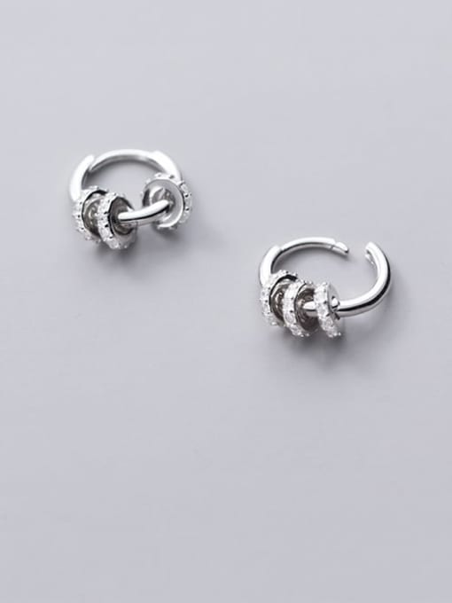 Rosh 925 Sterling Silver Rhinestone Geometric Minimalist Huggie Earring 0