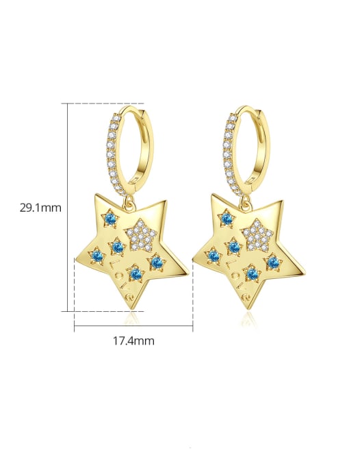 BLING SU Brass Cubic Zirconia Pentagram Minimalist Huggie Earring 3