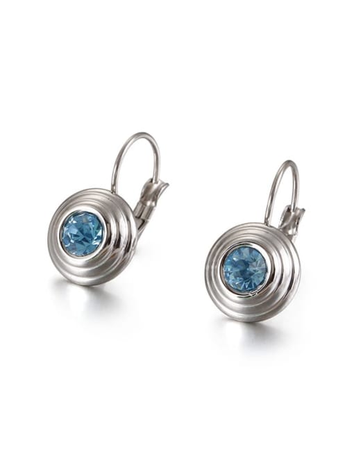 Lake blue Titanium Cubic Zirconia Multi Color Round Minimalist Huggie Earring