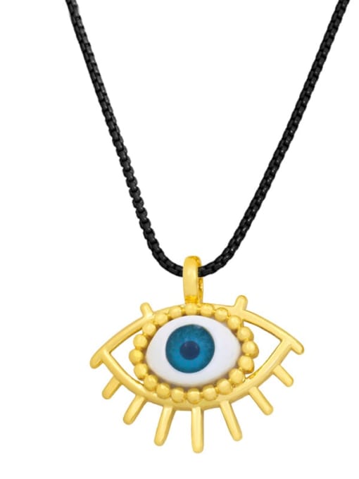 A (blue) Brass Enamel Evil Eye Vintage Necklace