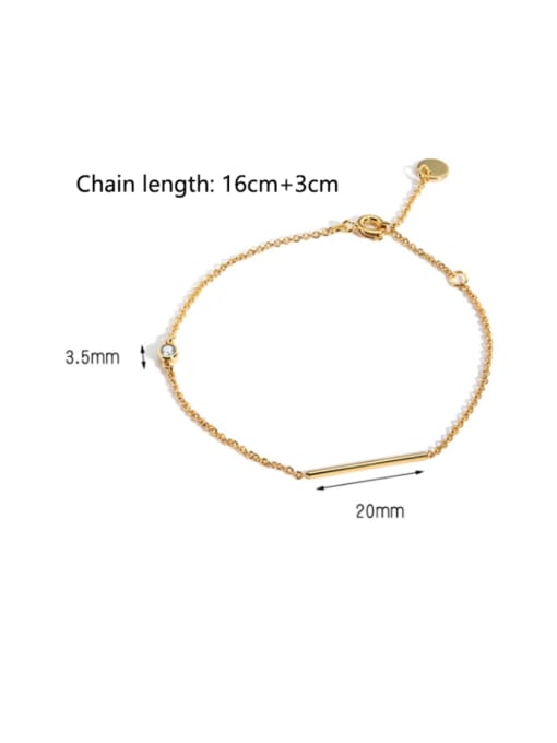 CHARME Brass Rhinestone Geometric Minimalist Link Bracelet 2