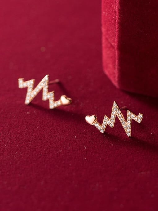 Rosh Brass Cubic Zirconia Irregular Minimalist Stud Earring