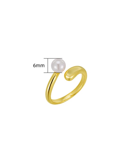 Gold Round Track Pearl Silver Ring 925 Sterling Silver Freshwater Pearl Irregular Minimalist Band Ring
