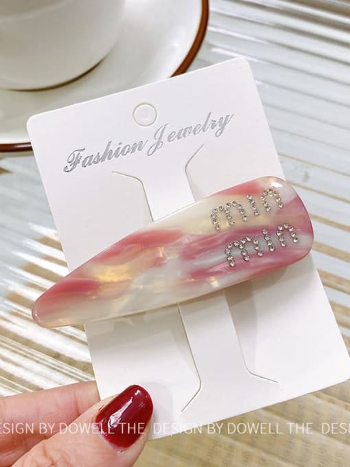 Pink white large Cellulose Acetate Minimalist Water Drop Alloy Multi Color Hair Barrette