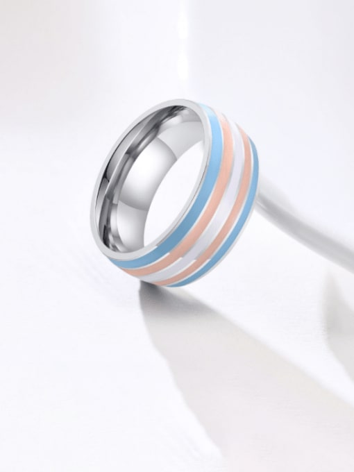 CONG Titanium Steel Enamel Round Minimalist Band Ring 0