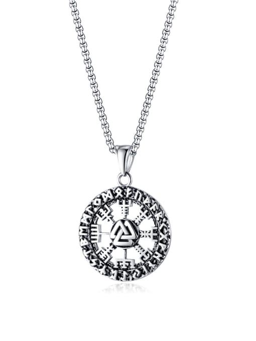2190 pendant +with pearl chain 3*55cm Titanium Steel Geometric  Pendant Hip Hop Man Necklace