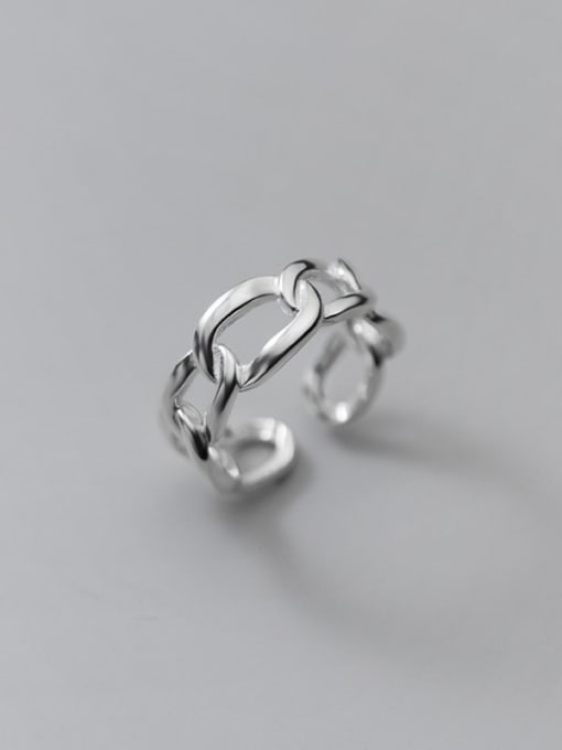 Rosh 925 Sterling Silver Hollow Geometric Minimalist Band Ring