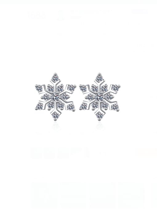 MOISS 925 Sterling Silver Moissanite Snow Flower Dainty Stud Earring 0