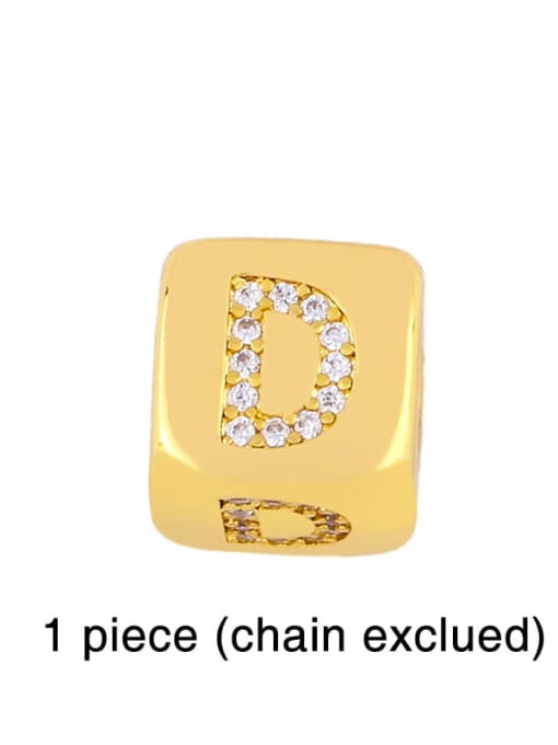 D Brass Cubic Zirconia square  Letter Minimalist Adjustable Bracelet