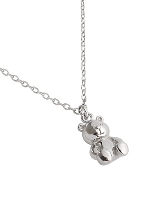 DAKA 925 Sterling Silver Smooth  Bear Cute  Pendant Necklace 3