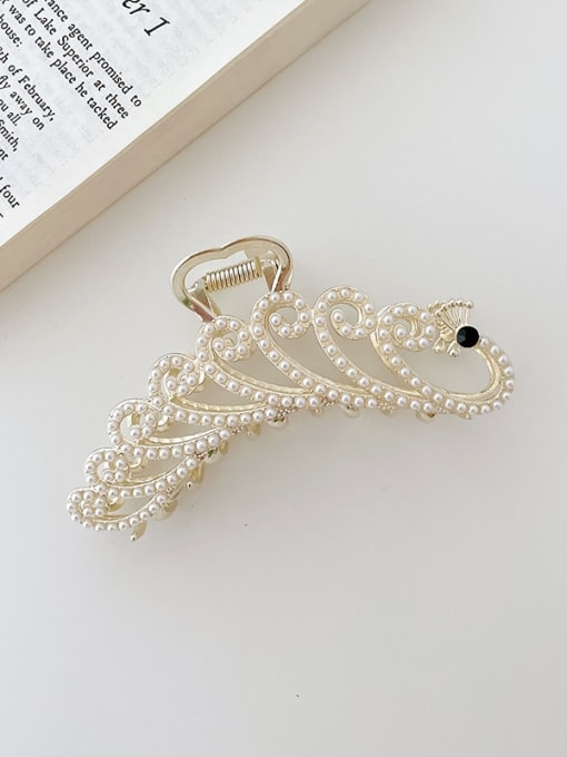 Chimera Alloy Imitation Pearl Trend  Peacock Jaw Hair Claw 3
