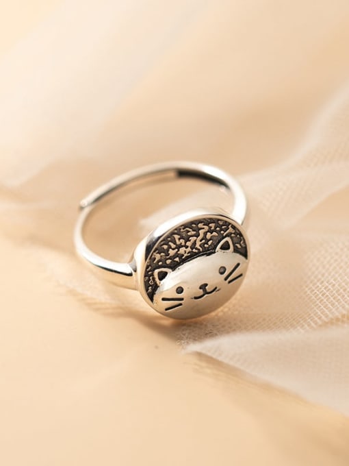 Rosh 925 Sterling Silver Cat Cute Band Ring 1