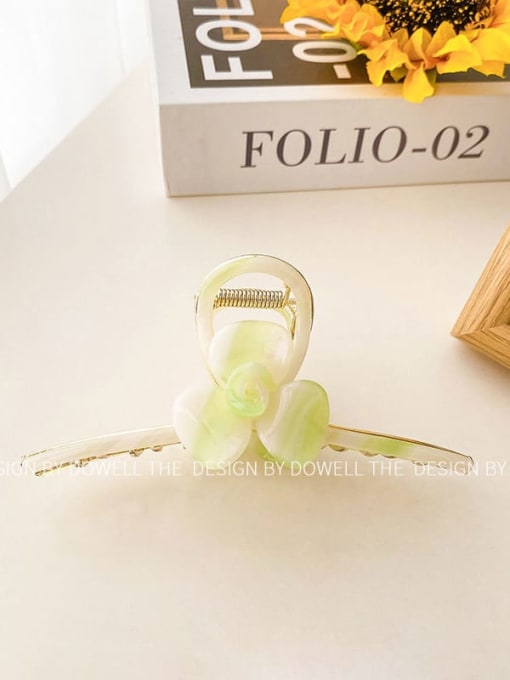 Green flowers 11cm Cellulose Acetate Trend Butterfly Flower Alloy Multi Color Jaw Hair Claw