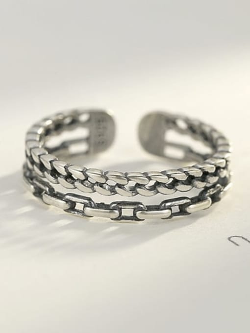Thai silver 10I02 925 Sterling Silver Vintage fashion fine twist rope woven Stackable Ring
