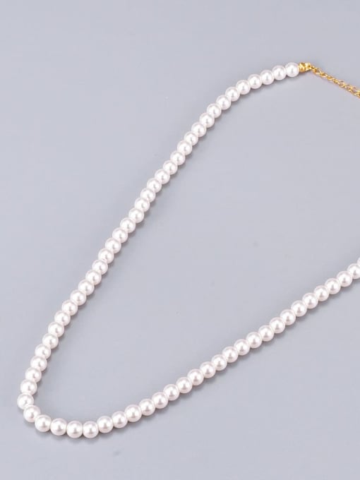 A TEEM Titanium Steel Imitation Pearl Round Minimalist Necklace 1