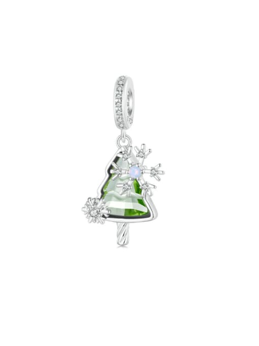 BSC943 925 Sterling Silver Glass Stone Trend Christmas Tree DIY Pendant