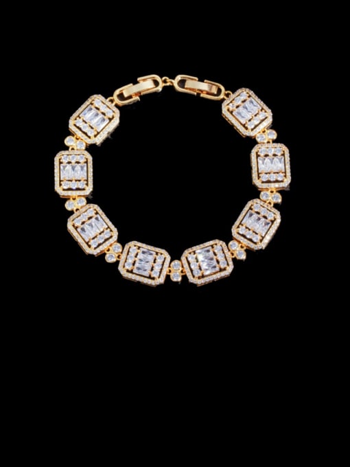 gold Brass Cubic Zirconia Geometric Luxury Bracelet