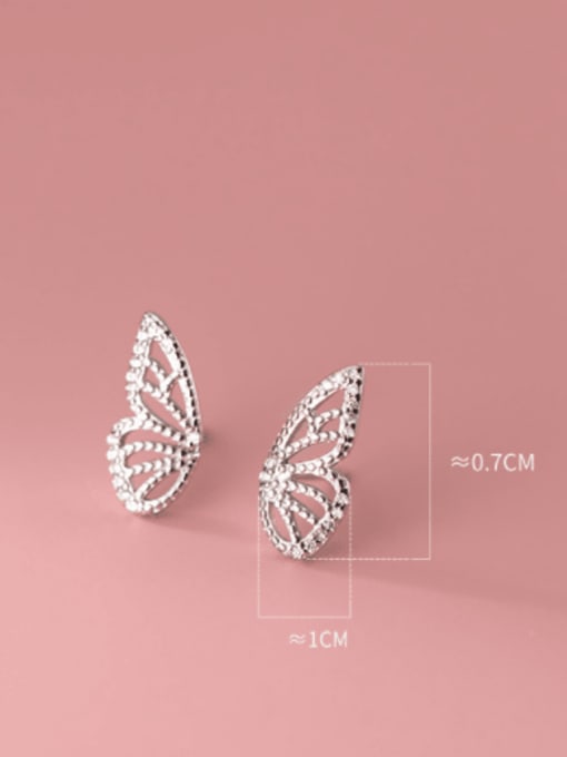 Rosh 925 Sterling Silver Cubic Zirconia Butterfly Minimalist Stud Earring 3