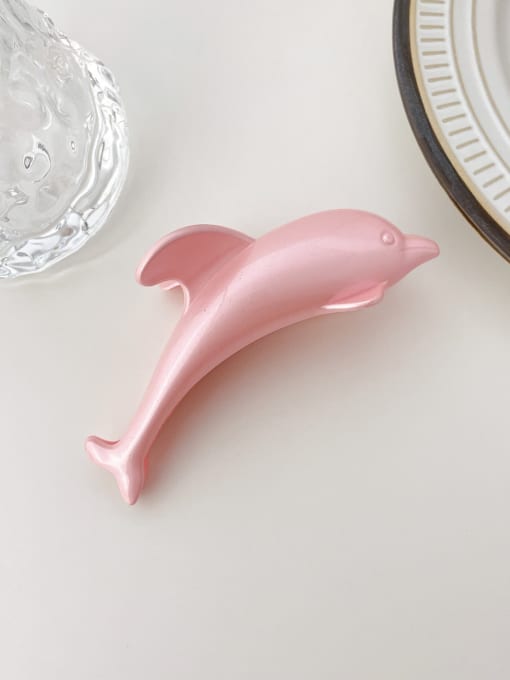 Pink 11cm Alloy Resin Minimalist Dolphin  Jaw Hair Claw
