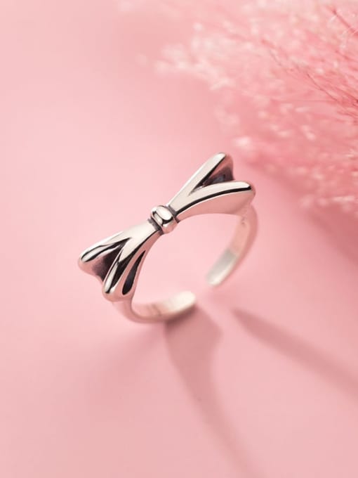 Rosh 925 Sterling Silver Bowknot Minimalist Band Ring