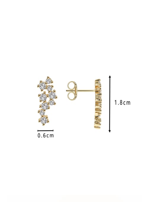 CHARME Brass Cubic Zirconia Irregular Minimalist Stud Earring 2