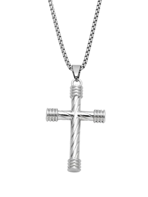 CC Stainless steel Chain Alloy Pendant  Cross Hip Hop Long Strand Necklace