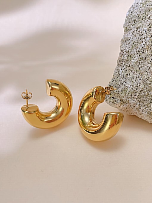 Open Sky Titanium Steel Geometric Minimalist Stud Earring 2