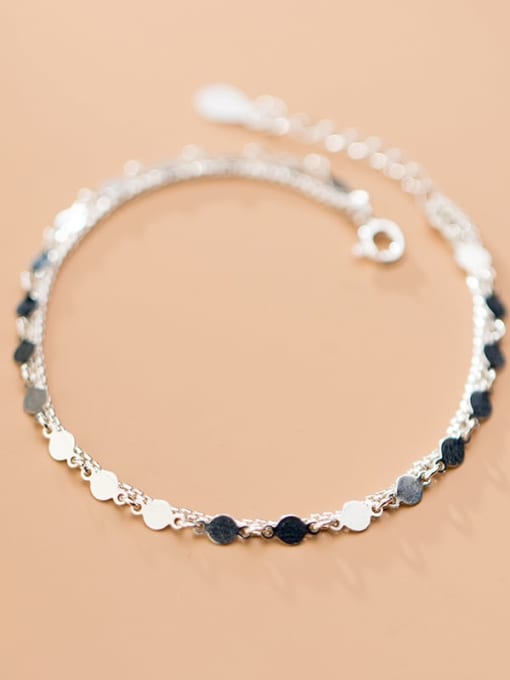 Rosh 925 Sterling Silver Minimalist Fashion disc double layer bracelet 3