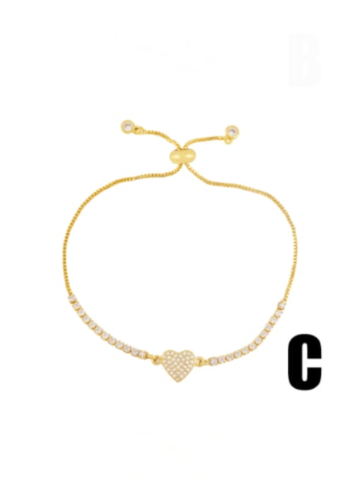 CC Brass Cubic Zirconia Heart Vintage Adjustable Bracelet 3