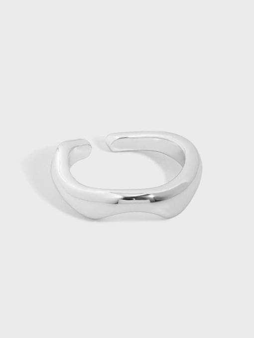 DAKA 925 Sterling Silver Smooth Irregular Minimalist Band Ring 0
