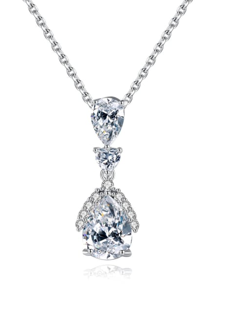 BLING SU Brass Cubic Zirconia Water Drop Classic Necklace