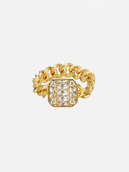 LI MUMU Brass Cubic Zirconia Geometric Vintage Band Ring